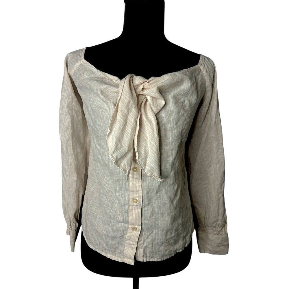 Free People Womens Hello There Beautiful Top Sz S Resort Linen Boho Peasant Poet